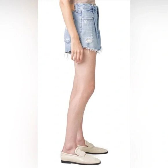 NWT Citizens of Humanity Franca Pleated Baggy Cutoff Denim Shorts Size 31 - Picture 2 of 5